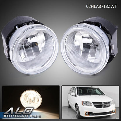 Solid Spare Fit For 2011-2017 Dodge Grand Caravan Clear Lens Bumper Fog Lights Driving Lamps