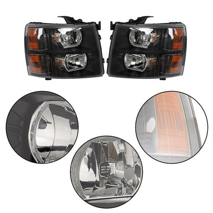 Solid Spare Headlights For Chevy Silverado 2007-2013 2014 Headlamps Halogen Left&Right Side