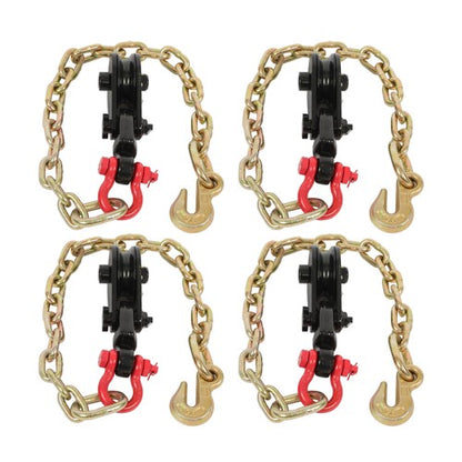 Solid Spare 4PCS 2Tons Snatch Block | 3" Sheave for 3/8" Inch Wire Rope with G70 Chain Black