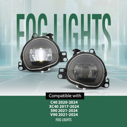 Solid Spare Fit For 2020-2024 Volvo C40 S90 V90 XC XC40 Fog Lights Driving Lamps Left+Right