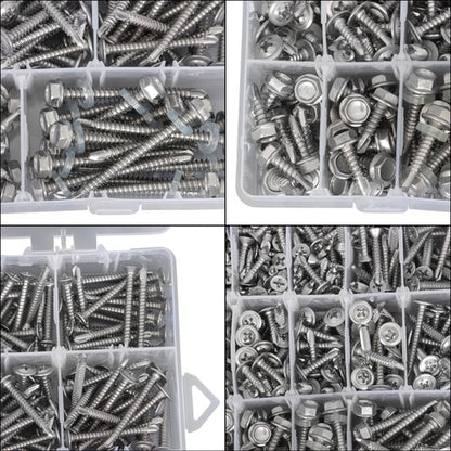 Solid Spare 425PC 410 Stainless Steel Self-Tapping Screws #8 #10 Self-Drilling Set