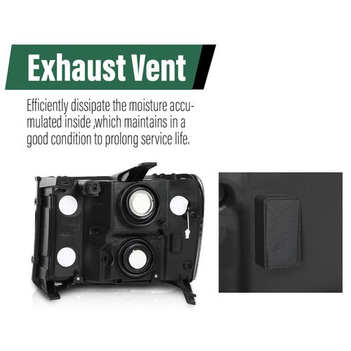 Solid Spare Fit For 07-14 GMC Sierra 1500 2500 3500 Smoke Lens LED Tube DRL Headlights