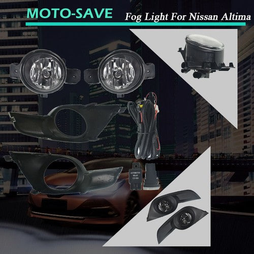 Solid Spare For Nissan Altima 2013-2015 4Dr Fog Lights Clear Lens Black Bezel Bumper Lamp