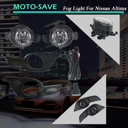 Solid Spare For Nissan Altima 2013-2015 4Dr Fog Lights Clear Lens Black Bezel Bumper Lamp