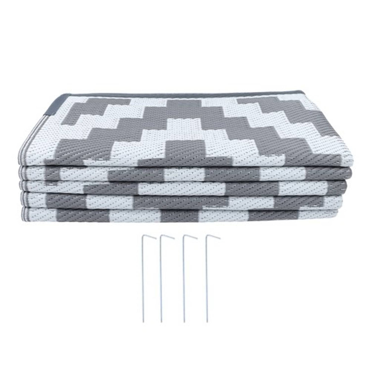 Solid Spare Gray & White 8x10ft Waterproof Plastic Straw Rug For Camping Outdoor Carpet