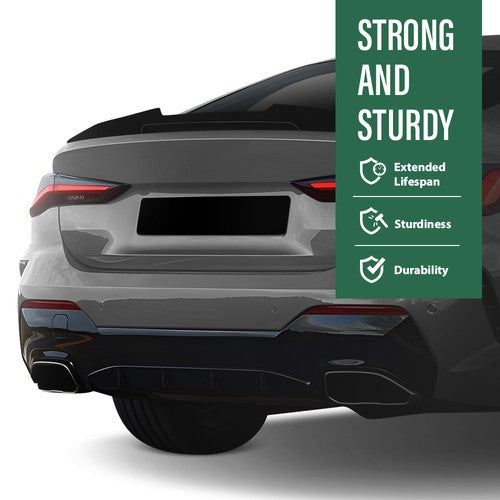 Solid Spare Fits 2021+ BMW G22 430i M440i & G82 M4 Glossy Black PSM Style Trunk Spoiler Wing