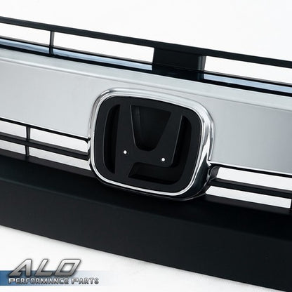 Solid Spare Fit For 2016-2018 Honda Civic 10th Black Front Upper Grille Grill w/ Chrome Trim