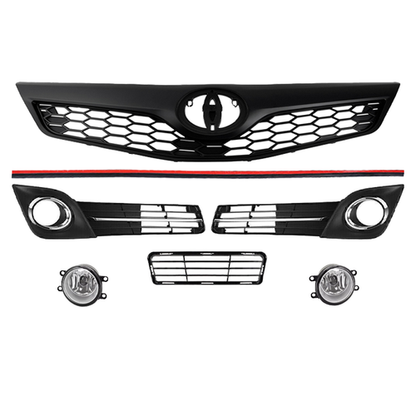For 2012-2014 Toyota Camry SE Upper & Lower Grille + Halogen Fog lights 6PCS