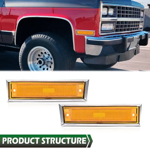 Solid Spare Pair Front Signal Side Marker Lights Amber Fit For 81-91 GMC Chevy Pickup Truck
