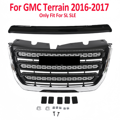 For GMC Terrain SLE 2016-2017 Front Bumper Grille+Hood Molding Trim Black+Chrome