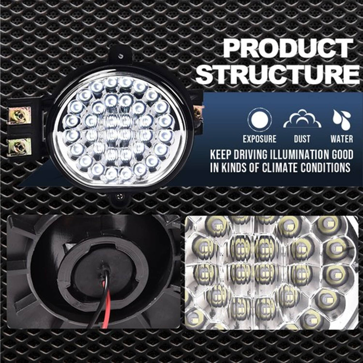 Solid Spare White Fit For 2002-2009 Dodge Ram 1500/2500/3500 Full LED Fog Lights Left+Right