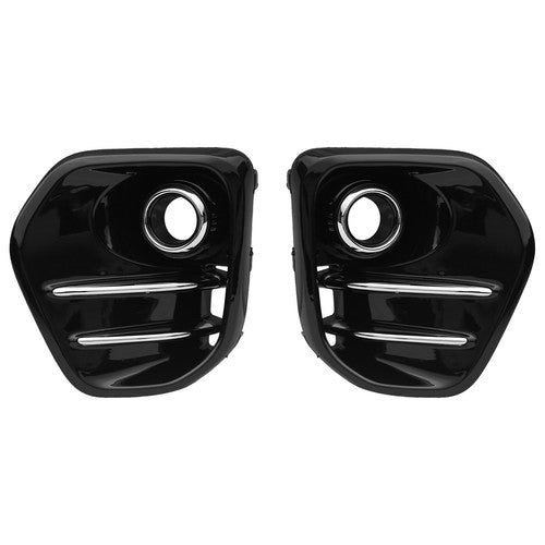 Fog Light Covers Bezels W/Chrome Trim Pair Black For 2017-2019 Kia Sportage EX
