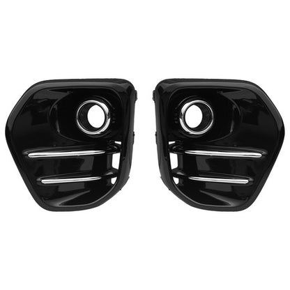 Fog Light Covers Bezels W/Chrome Trim Pair Black For 2017-2019 Kia Sportage EX