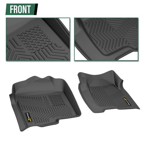 Solid Spare Floor Mats Fit For 1999-2006 Chevy Silverado/GMC Sierra Crew Cab TPE Liners