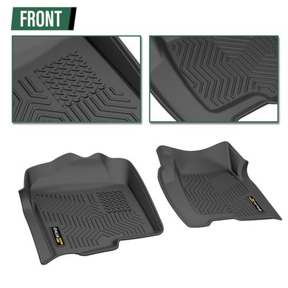 Solid Spare Floor Mats Fit For 1999-2006 Chevy Silverado/GMC Sierra Crew Cab TPE Liners