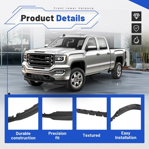 Solid Spare For GMC Sierra 1500 2016-2019 18 Front Bumper Lower Valance Air Deflector Black