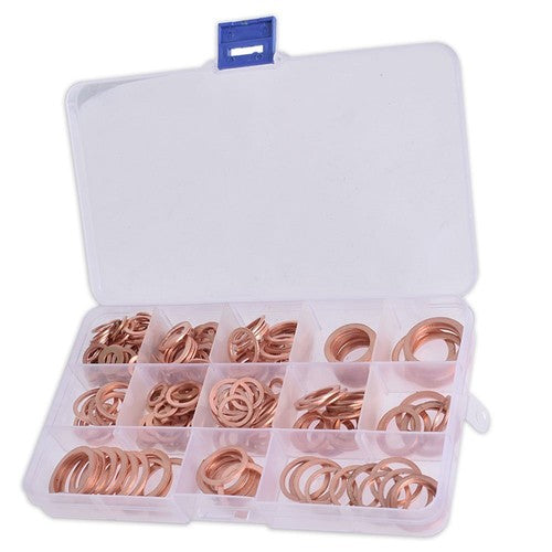 Solid Spare 280Pcs Kit 12 Sizes Assorted Solid Copper Crush Washers Seal Flat Ring with Box