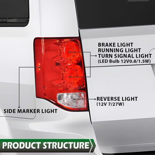 Solid Spare Fit For 2011-2020 Dodge Grand Caravan LED Tail Light Brake Lamp Left Driver Side