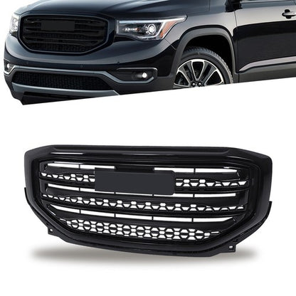 Solid Spare Compatible For GMC Acadia 2017-19 Gloss Black Front Bumper Upper Grille Plastic
