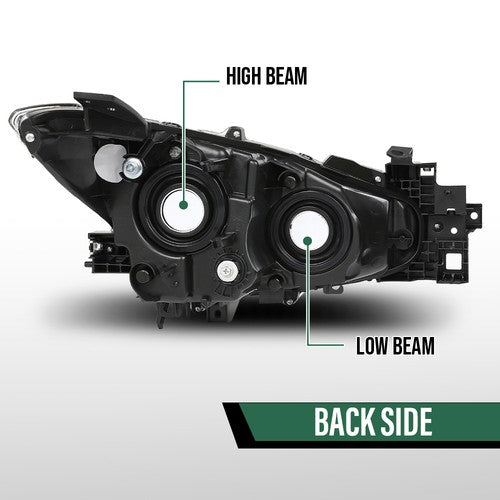 Solid Spare Halogen Projector Headlight Driver Left Side LH Fit For 14-16 Mazda 3 Sport