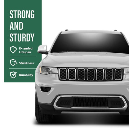 Solid Spare Front Lower Grille & Bumper Grill Bezel Chrome Fit For 17-22 Jeep Grand Cherokee