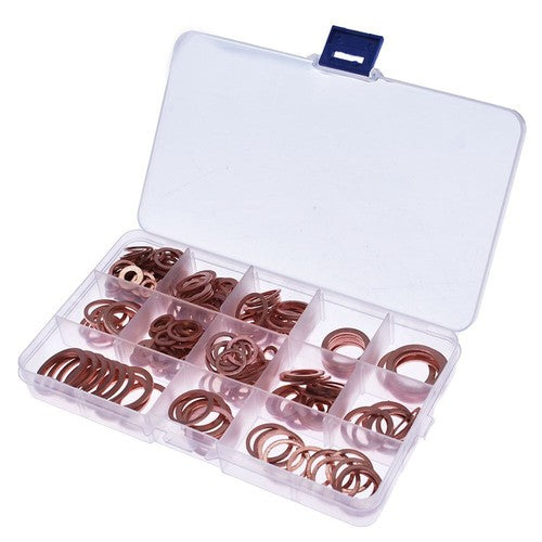 Solid Spare 12 Sizes 280Pcs Kit Assorted Solid Copper Crush Washers Seal Flat Ring