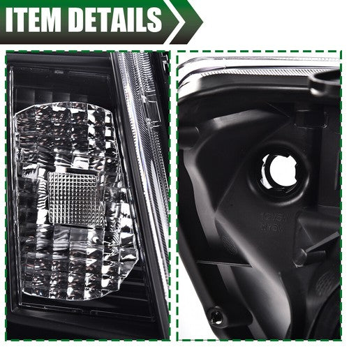 Solid Spare Fit For 2005-2011 Toyota Tacoma Amber/Black Headlights Headlamps Left & Right