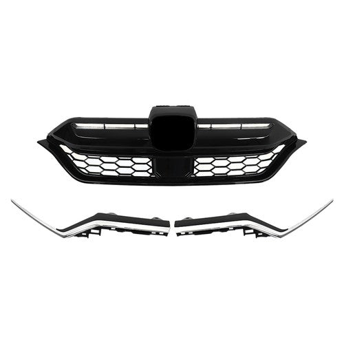 Solid Spare For Honda CR-V 2020 2021 2022 Front Upper Grille and 2pcs Chrome Trim Plastic