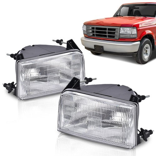 Solid Spare Halogen Headlights Lamps Fit For 1992-1996 Ford F-150 Driver & Passenger Side