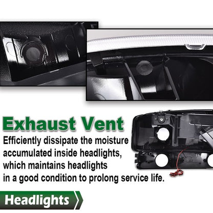Solid Spare Fit For 1999-2007 GMC Sierra/Yukon Smoke Amber LED DRL Headlights+Bumper Lamps
