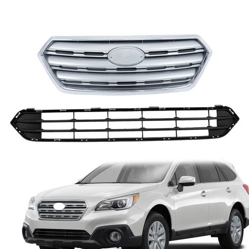Solid Spare Fit For Subaru Outback 2015-2017 Plastic Front Upper & Lower Grilles 2 Pcs New