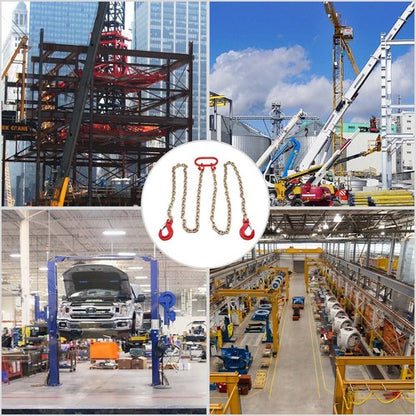 2PCS 5/16"x6' G80 Chain Lifting Sling 2 Legs 3T/6600lbs Capacity w/ Grab Hooks