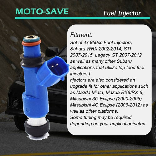 Solid Spare 4x Dark Blue 560cc Fuel Injector For Subaru WRX / STI 16611-AA720 2.5L