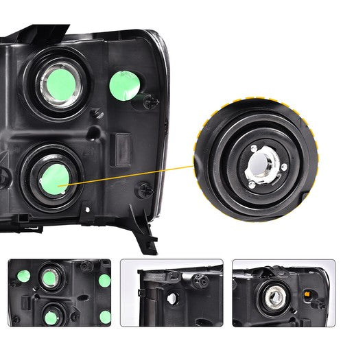 Solid Spare Fit For 2007-2014 GMC Sierra 1500 2500 3500 Smoke Lens Black Headlights