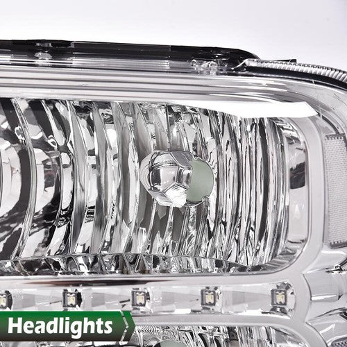 Solid Spare Fit For 05-07 F250 F350 F450 F550 Super Duty Clear Chrome LED DRL Headlights