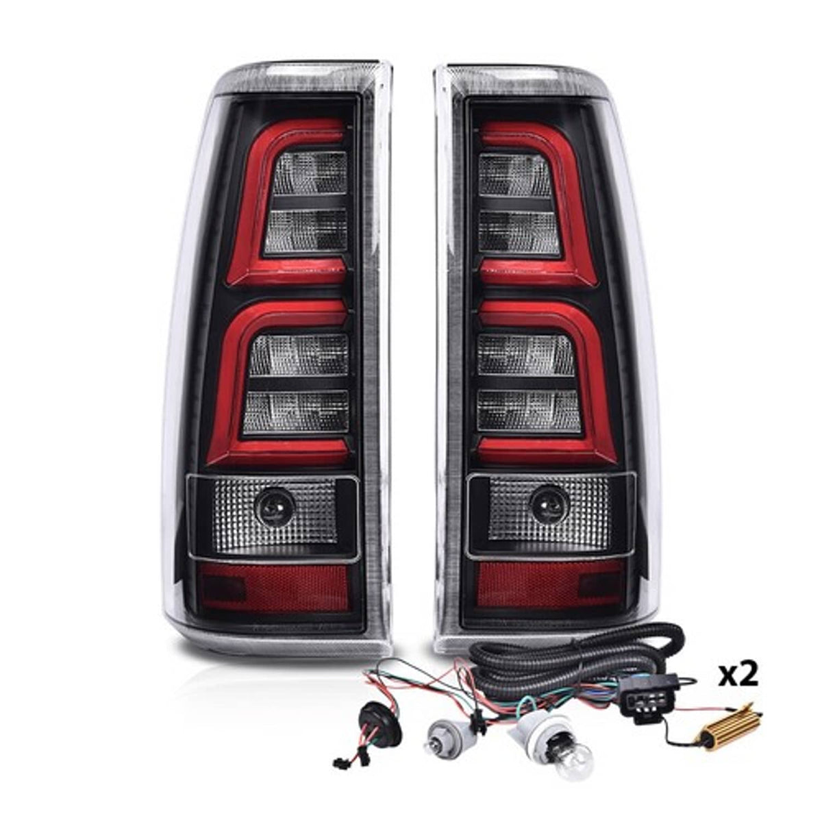 Solid Spare Fit For 1999-2006 Chevy Silverado GMC Sierra LED Tube Tail Lights Brake Lamps