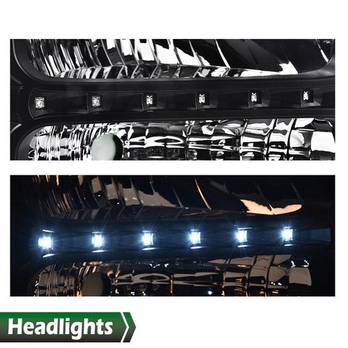 Solid Spare Fit For 2005-2007 Ford F250 F350 F450 F550 Super Duty LED DRL Headlights Black