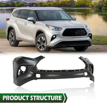 Solid Spare Front Bumper Cover Black Fit For 2020-2022 Toyota Highlander L LE XLE