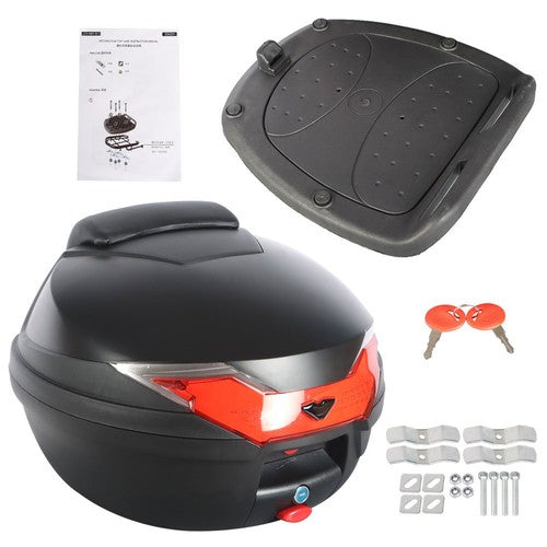 Solid Spare 32L Motorcycle Tour Tail Box Top Lock Scooter Trunk Luggage Storage Carrier Case