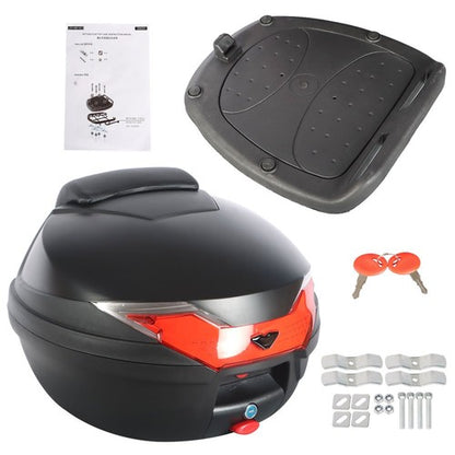 Solid Spare 32L Motorcycle Tour Tail Box Top Lock Scooter Trunk Luggage Storage Carrier Case
