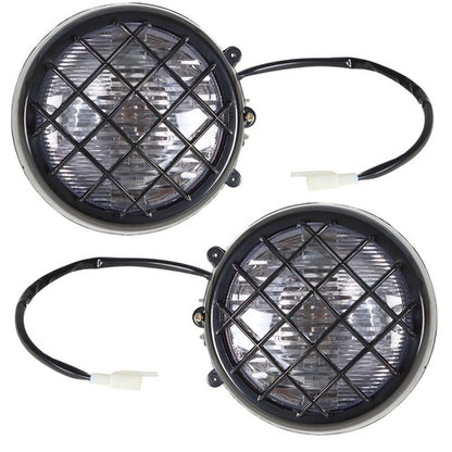 Solid Spare 2× Headlights lens bulbs lights grills For Yamaha Banshee 1987-2006 Warrior 350