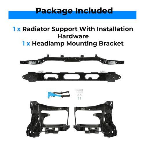 Solid Spare For 2014-2018 Ram 1500 Pickup Front Radiator Support W/LH & RH Headlight Bracket