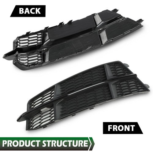 Solid Spare Fit For 2015-2018 Audi A6 C7 S-Line Front Bumper Honeycomb Fog Light Cover Pair