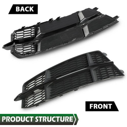 Solid Spare Fit For 2015-2018 Audi A6 C7 S-Line Front Bumper Honeycomb Fog Light Cover Pair
