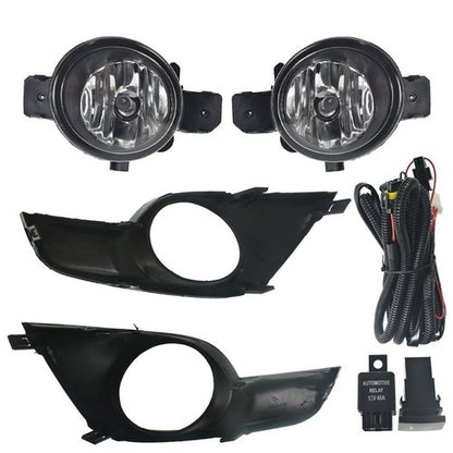 Solid Spare For Nissan Altima 2013-2015 4Dr Fog Lights Clear Lens Black Bezel Bumper Lamp