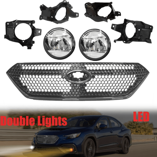 Solid Spare Fit 2022-2023 Subaru WRX Girlle & LED Fog lights W/Cover Bracket & Double Lights