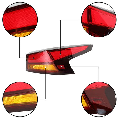 Solid Spare Fit For Nissan Altima 2019-2020 Red Driver & Passenger Rear Brake Tail Lights