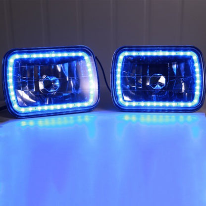 7X6" 5x7 7 Colors Change RGB LED Halo Headlights Lamps Driver & Passenger Side