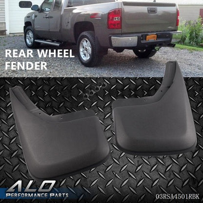 Solid Spare Fit For 2014-2018 Chevy Silverado 1500 Molded Rear Mud Flaps Splash Guards Black