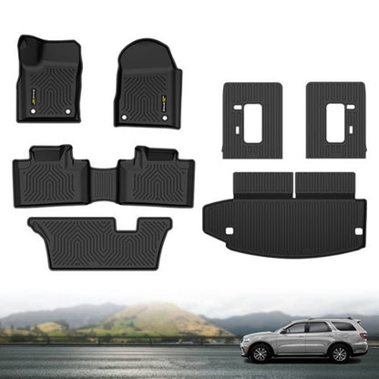 Solid Spare Fit For 16-25 Dodge Durango 7 Seats TPE Floor Mats+Cargo & 3rd Row Backrest Mat